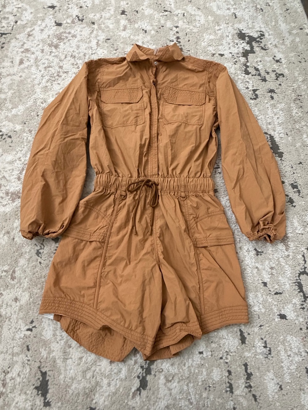 Free People Movement "In The Wild" Shortsie Romper Size M in Toasted Almond - Picture 2 of 4